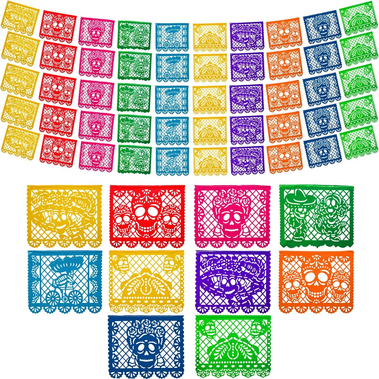 Papel Picado Dia de Los Muertos Decorations for Altar(Catrina Multi-color)
